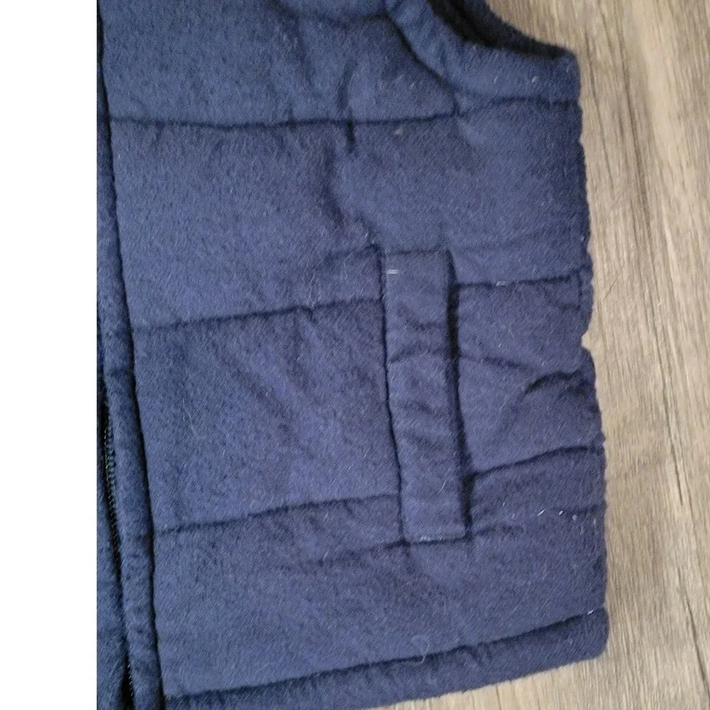 Old Navy Kids‎ Navy Blue Orange Corduroy Puffer Vest Sherpa Collar 12-18 Months